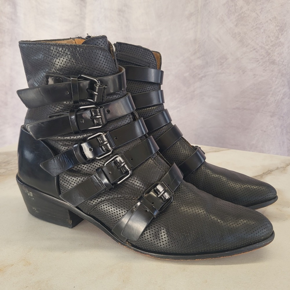 L.A.M.B. by Gwen Stefani Women's 7.5 The RUBY Mulit Buckle Biker Ankle Boots